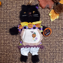 ハンドメイド　黒猫　ミニ・カントリードール　チャーム　ハロウィン 3枚目の画像