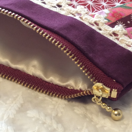 手作り がま口ポーチ 小銭入れ 小物入れ ハンドメイド レトロ 花