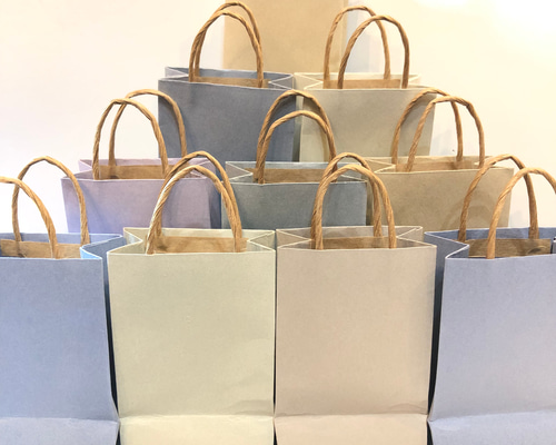 ミニ紙袋 マチ・持ち手付 10枚 | くすみカラー ラッピング袋 ちゃん夢