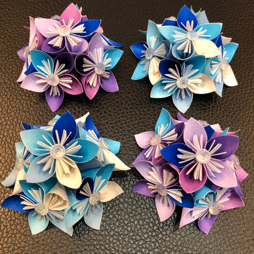 受注制作】 ペーパークラフト 花 くす玉（半球） 10個 | ブルー