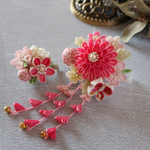 つまみ細工 七五三髪飾りセット 十三参り かんざし hanoshizuku いち花