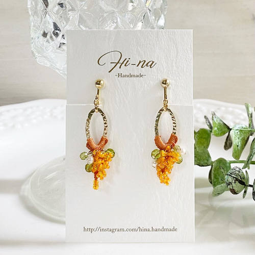 金木犀のピアス/イヤリング ビーズクロッシェ ピアス（その他