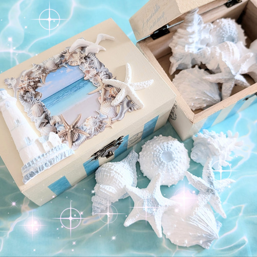 選べる香り!海の木箱アロマボックス✨大きめシェルのアロマストーン6点