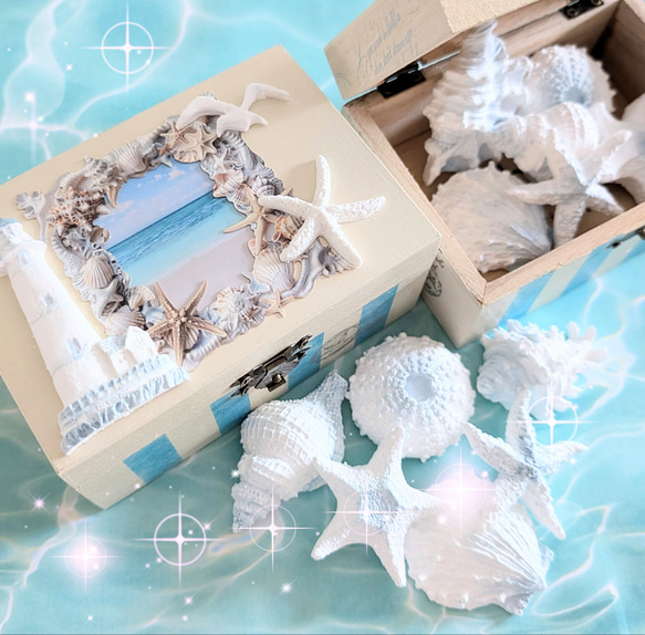 選べる香り!海の木箱アロマボックス✨大きめシェルのアロマストーン6点