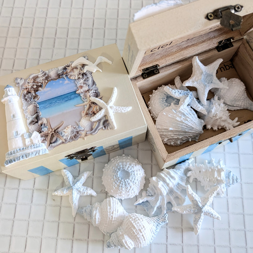 選べる香り!海の木箱アロマボックス✨大きめシェルのアロマストーン6点