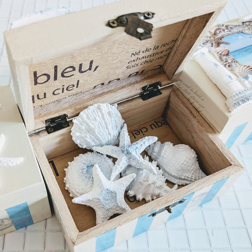 選べる香り!海の木箱アロマボックス✨大きめシェルのアロマストーン6点
