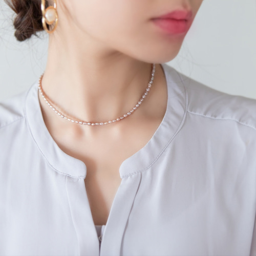 再販】照り◎◇短め38cm◇淡水パールネックレス[パープル]◇チョーカー