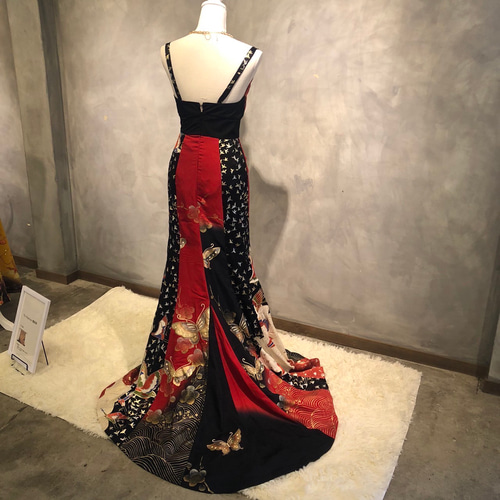 着物リメイク】結婚式ドレス！振袖リメイクドレス No.8【裏地付