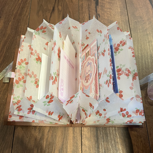 りぼん式おすそ分けファイル 蛇腹 くまちゃん柄 メモ帳 Ribbon