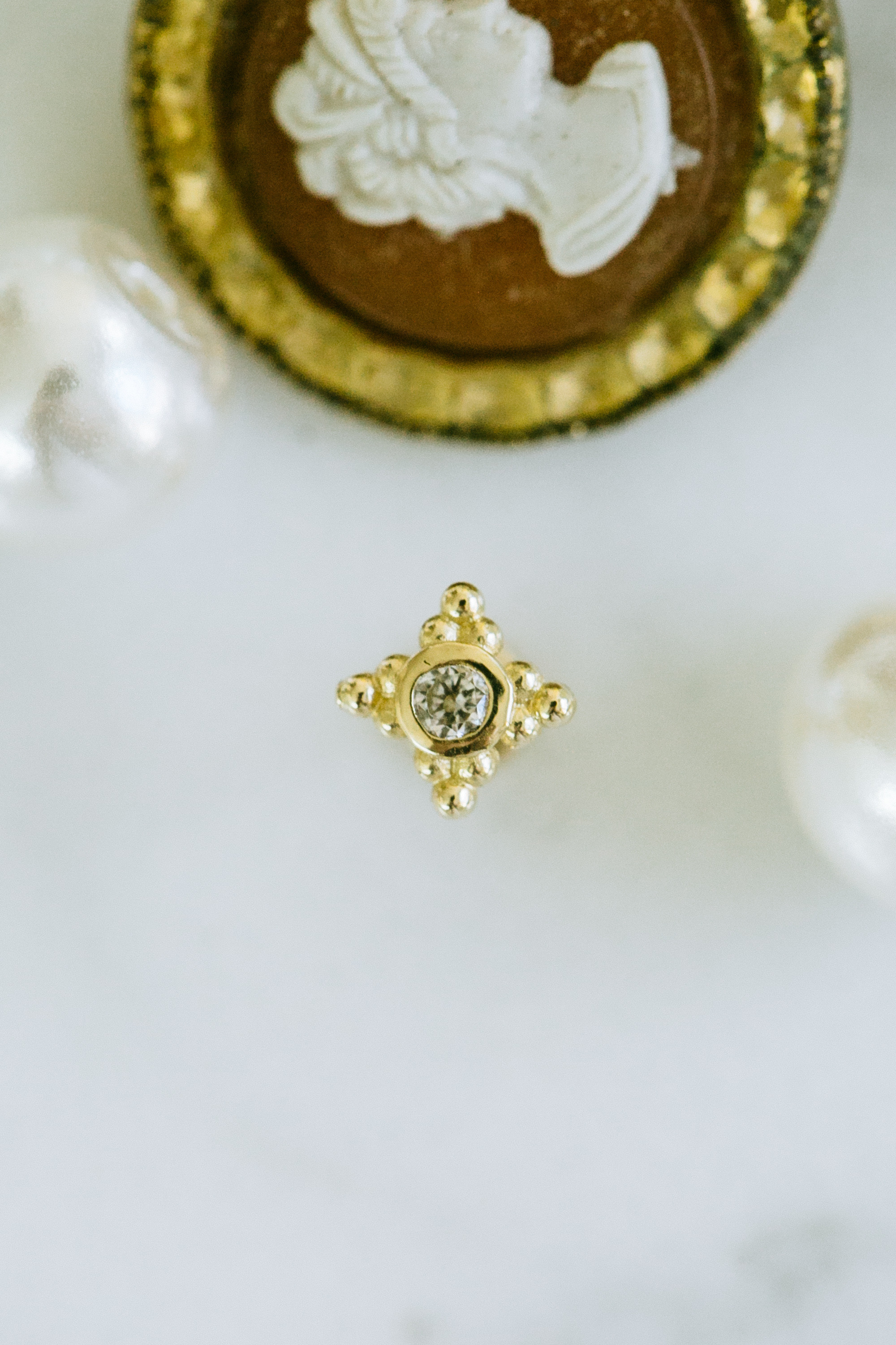 14K金 ゴールド Cz  ヘリックス 軟骨 アンチトラガス アウター インナーコンク イヤリング ピアス ラブレット