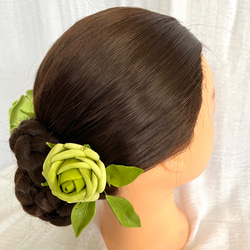 レザーで作った”薔薇の髪飾り”MK-001 8枚目の画像