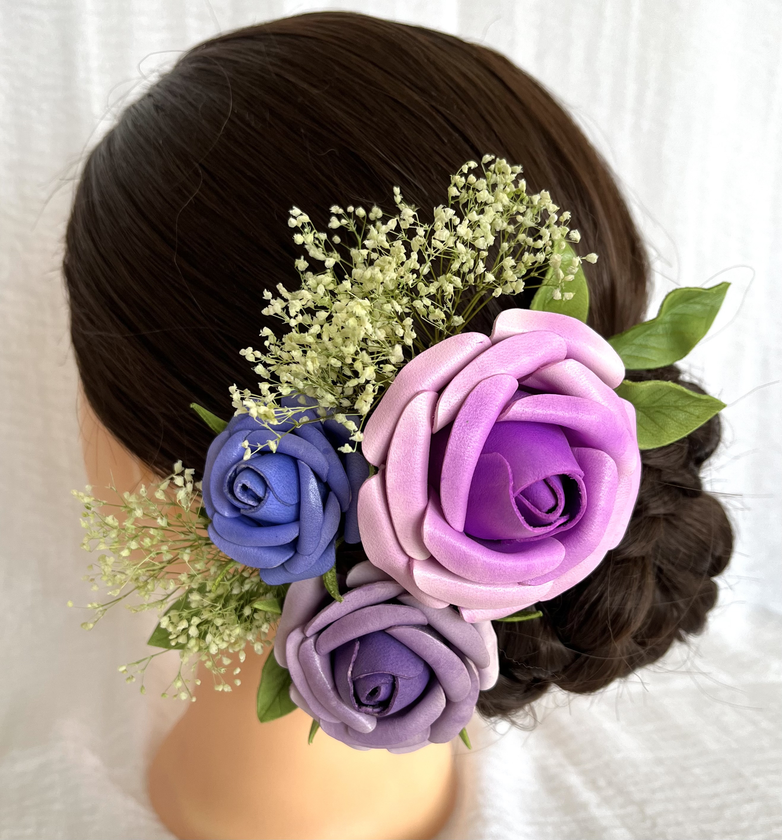 レザーで作った”薔薇の髪飾り”MK-002
