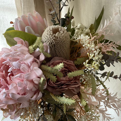 キングプロテアのウェディングブーケ 受注制作《キングプロテアブーケ》65cm WeddingBouquet ブーケ