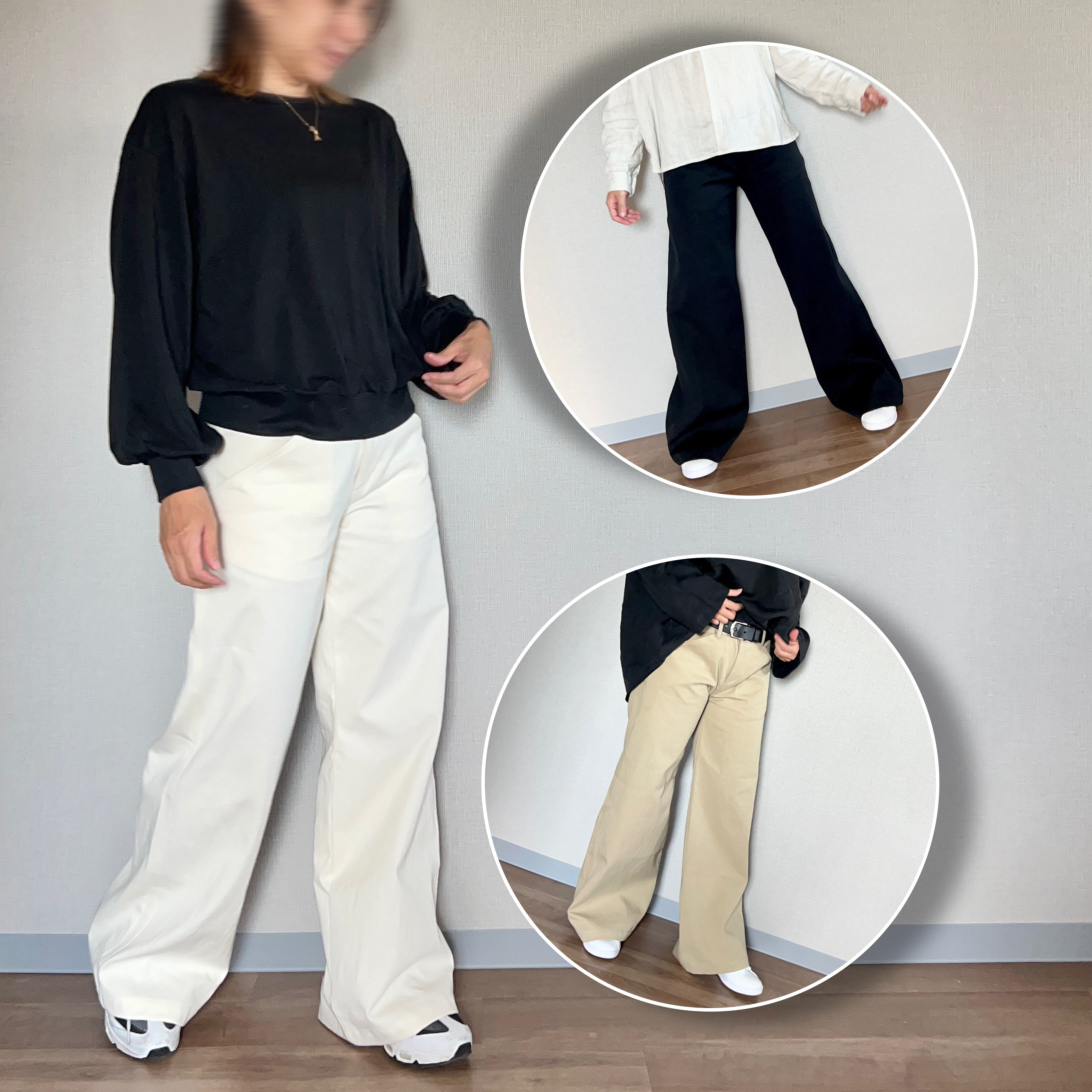 【SALE！】美シルエット。ダブルクロスチノのバギーパンツ(AN.019)