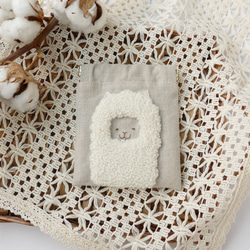 《名入れ》アルパカ＊リネンの手刺繍ばね口ポーチ 13枚目の画像