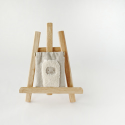 《名入れ》アルパカ＊リネンの手刺繍ばね口ポーチ 3枚目の画像