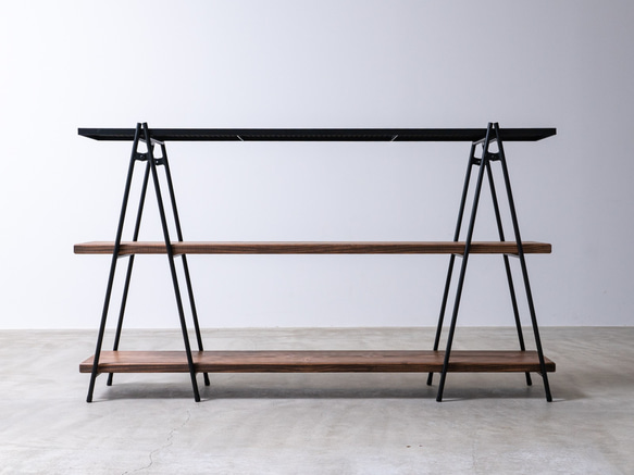 アイアンシェルフ（L）　アイアンラック　アイアン家具　塊根植物　植物棚 杉無垢材卓上収納棚【引き違い扉仕様】 YWU3163147740(24123円)