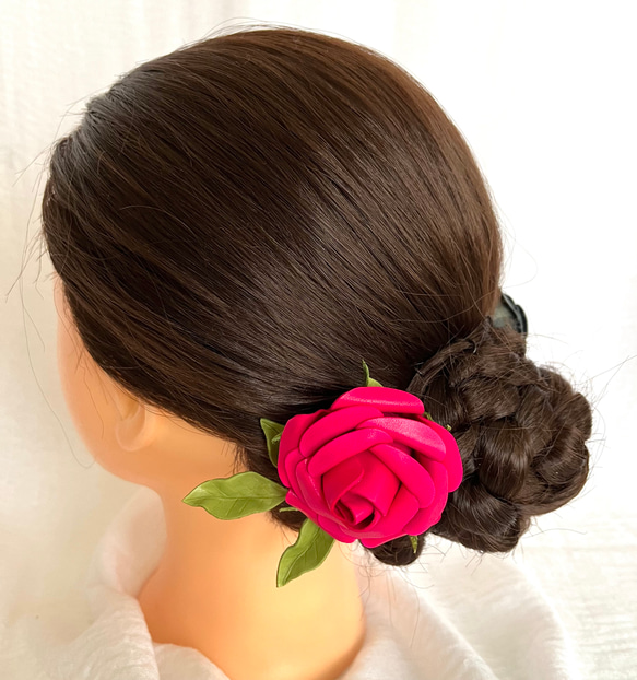レザーで作った”薔薇の髪飾り”MK-006 9枚目の画像
