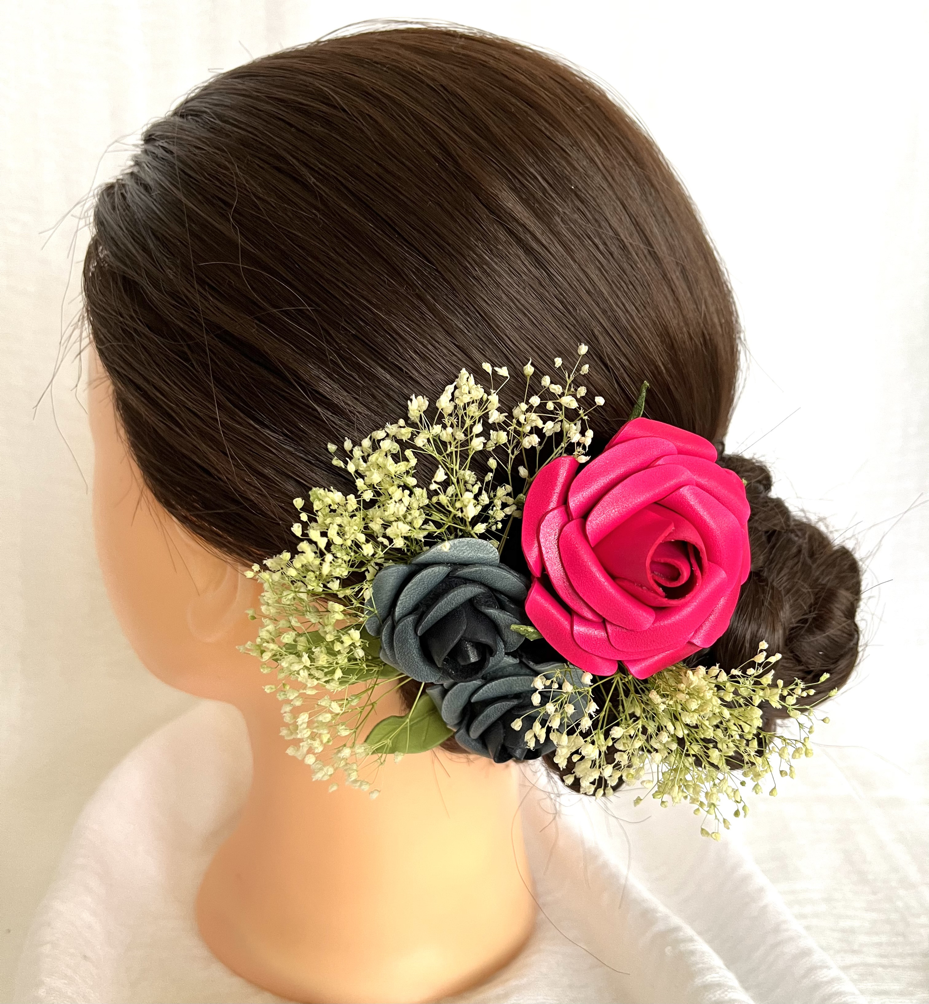 レザーで作った”薔薇の髪飾り”MK-006