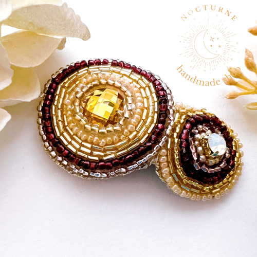 キラキラビジュー ビーズ刺繍のスリーピン ヘアピン nocturne 通販