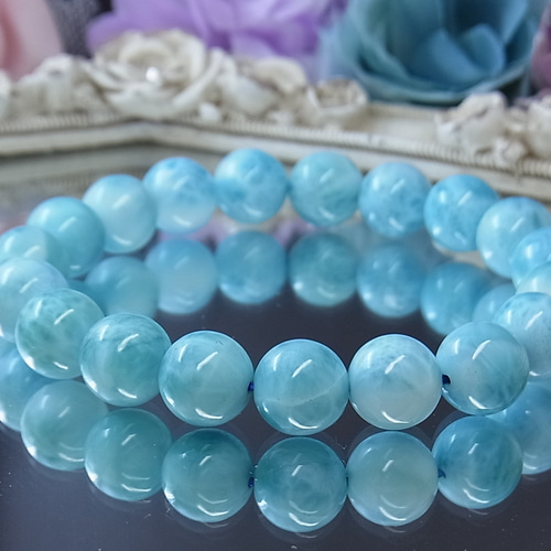 天然石ブレスレット☆品質良し！ラリマー１０ｍｍ☆模様が美しい！ ラリマー ブレスレット 10mm ｜ 天然石通販の4976堂