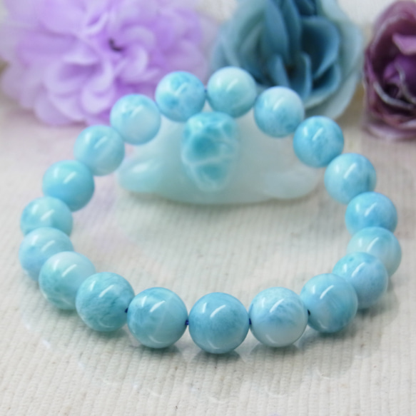 一点のも】高品質 ラリマー10mm ドミニカ産 美しい ブルーと波