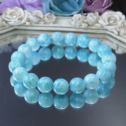 【高品質】ラリマーブレスレット ドミニカ産 谷 高品質】ドミニカ共和国産 ラリマー 12mm ブレスレット