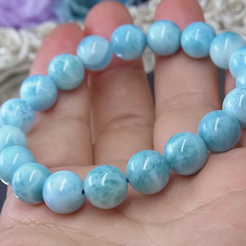 天然石ブレスレット☆品質良し！ラリマー１０ｍｍ☆模様が美しい！ ラリマー ブレスレット 10mm ｜ 天然石通販の4976堂