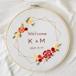 刺繍枠飾り ✺ ウェルカムボード 2枚目の画像