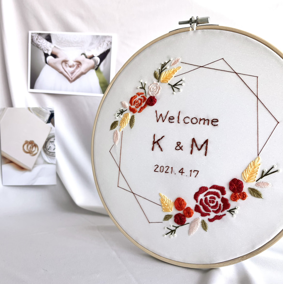 刺繍枠飾り ✺ ウェルカムボード ウェルカムボード 刺繍枠飾り ✺ ウェルカムボード ウェルカムボード