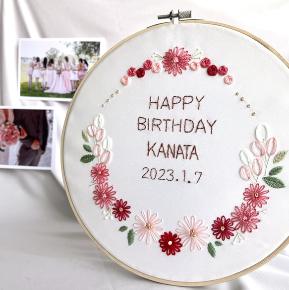刺繍枠飾り ✺ バースデーボード 表札・ネームプレート
