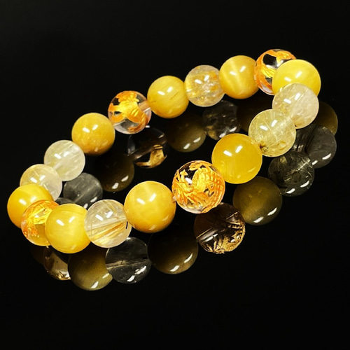 成功を引き寄せる数珠】10ミリ 金彫四神獣 本水晶 ゴールデンタイガー