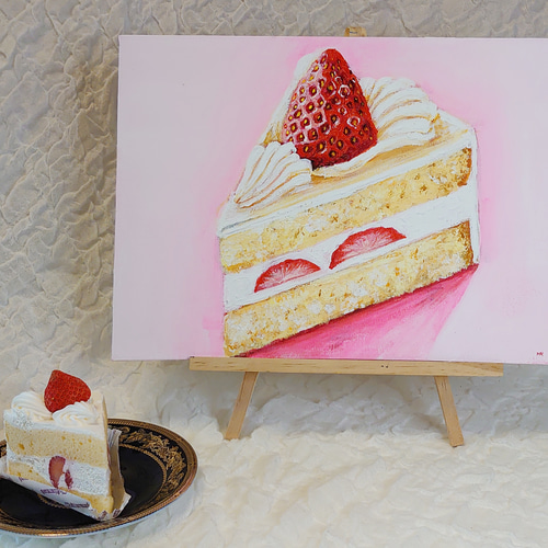 油絵 絵画 【ショートケーキ】 絵画 HR 通販｜Creema(クリーマ) 14558238
