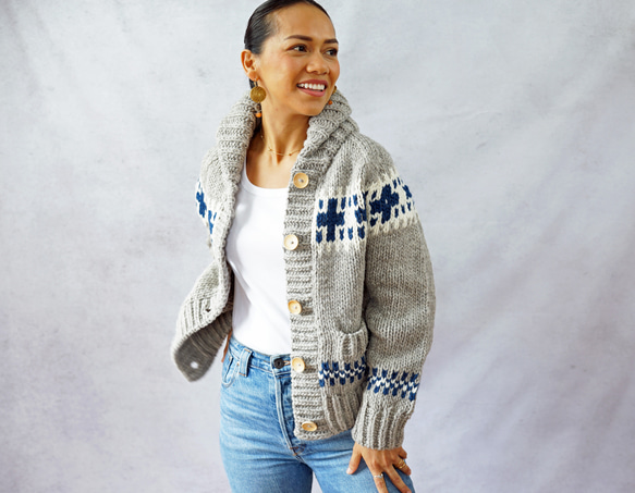 【美品】スピック＆スパン フレンチロゴニット ウール100％セーター水色×グレー スピック＆スパン フレンチロゴニット セーター グレー - メルカリ