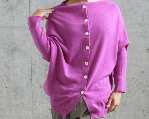 ピンク ボタン付きカーディガン ボタン付きニットカーディガン ピンク - Retro, Indie and Unique Fashion