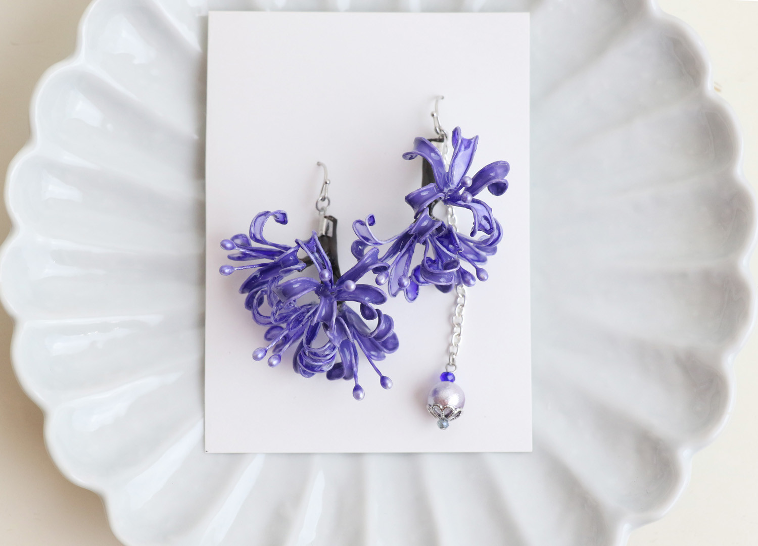 彼岸花ピアス/ヴァイオレット ピアス（フック・チェーン） mya_select