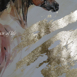 Sirocco 2022.Arabian Horse (水彩画用紙、A4サイズ、墨、水彩、金箔) 3枚目の画像