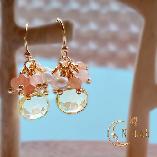 キャンディカラーのピアス【レモンクォーツ】 キャンディカラーのピアス【レモンクォーツ】