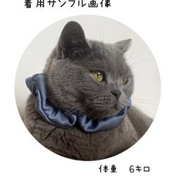 猫用首輪　【少しクシュクシュ感弱め】シュシュ首輪　オリジナルチャーム付き　猫首輪　エレガント首輪 3枚目の画像