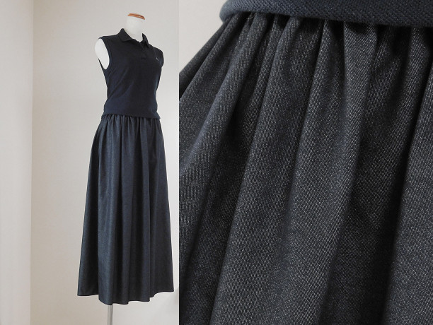 ハンサム系黒ボトム■TCデニムのガウチョパンツ・ブラック