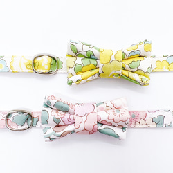 猫 犬 首輪 リバティプリント × Betsy リボン レモンシフォン イエロー 花柄 プレゼントにおすすめ♫ 6枚目の画像