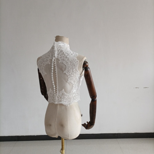 ウエディングドレス ボレロ ハイネック ノースリーブ 3D立体 ウエディングドレス ボレロ ハイネック ノースリーブ 3D立体