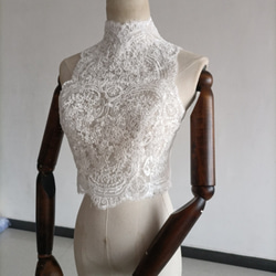 婚紗波萊羅高領無袖 3D 3D 蕾絲刺繡新娘/婚紗/婚禮/招待會 第3張的照片