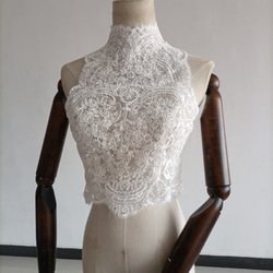 婚紗波萊羅高領無袖 3D 3D 蕾絲刺繡新娘/婚紗/婚禮/招待會 第1張的照片