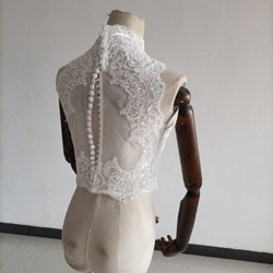 婚紗波萊羅高領無袖 3D 3D 蕾絲刺繡新娘/婚紗/婚禮/招待會 第10張的照片