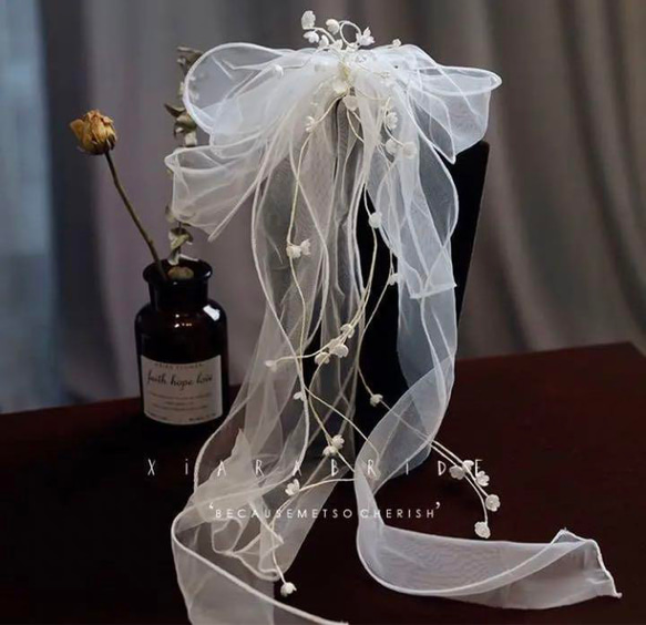 ウェディング ヘッドドレス　結婚式　ヘアアクセサリー　ブライダル　リボン9/23 5枚目の画像
