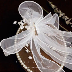ウェディング ヘッドドレス　結婚式　ヘアアクセサリー　ブライダル　リボン9/23 6枚目の画像