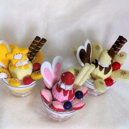 フェルトパフェいちごいっぱいの萌え断パフェ おもちゃ・人形 keis-fa