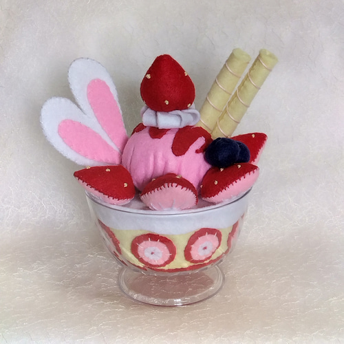 フェルトパフェいちごいっぱいの萌え断パフェ おもちゃ・人形 keis-fa