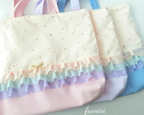ゆめかわユニコーンのレッスンバッグ ナチュラル×オーキッド